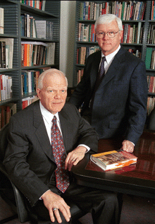 PHOTO:  Edward O. Laumann (seated) and Robert T. Michael (right).