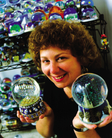 PHOTO:  Robin Simon picks up snow globes (a.k.a. water globes, water balls, snow domes - the debates rage among enthusiasts) when she travels and has been know to attend the annual Snow Fair in Washington D.C.