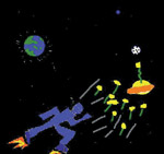 IMAGE:  A space drawing by third-grader Ricardo Scheiber-Camoretti.