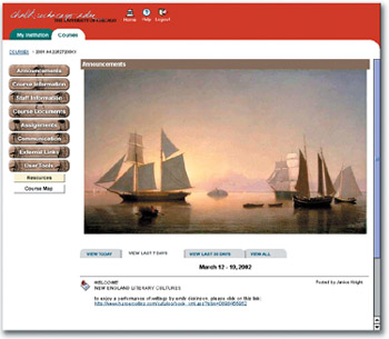 IMAGE:  All Chalk course sites use the same interface, and professors can customize their sites' graphics to evoke course content.