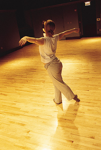 PHOTO:  A dancer practices for the Movement of the Mind class and lecture series.
