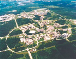 IMAGE:  An aerial view of Argonne National Lab, which comprises 1,700 wooded acres 25 miles southwest of Chicago.