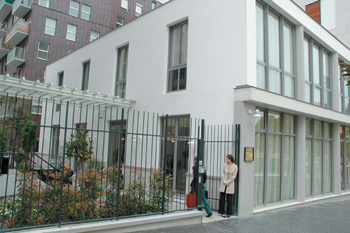 IMAGE:  A garden joins the center's buildings.