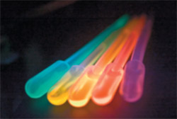image:  Nanocrystals, or quantum dots, emit colorful light.