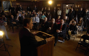 photo:  President-elect Zimmer (left): Chicago’s future lies in its “singular commitment to inquiry.”