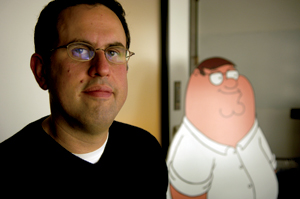 photo:  Family men David Goodman (left) and Peter Griffin.