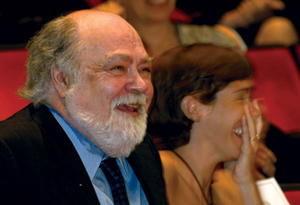 photo: Goodbye, Mr. Rudall: the professor and his daughter at a Court Theatre tribute.