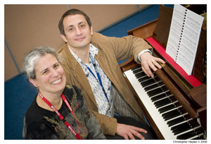 Photo: Mary Elizabeth (left) with composer James Humberstone