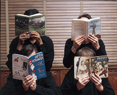 PHOTO:  Our noses in books:  the Magazine staff.